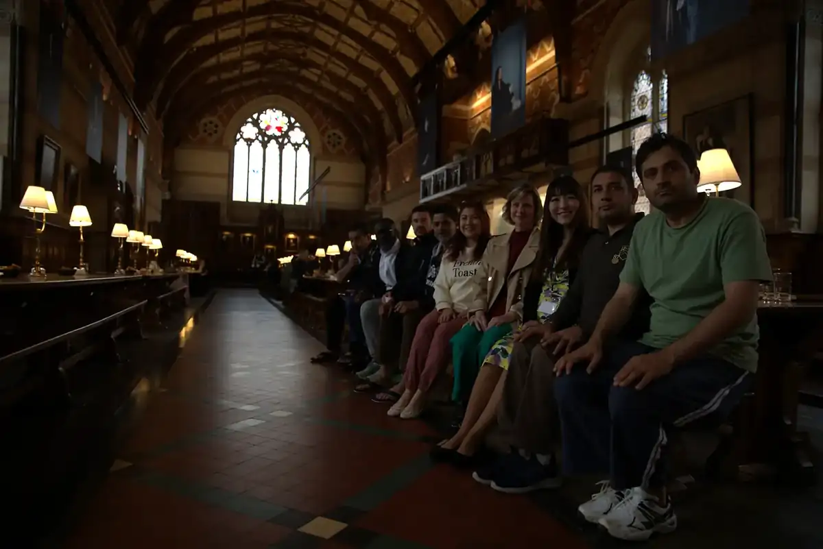 Participants in a college dining hall