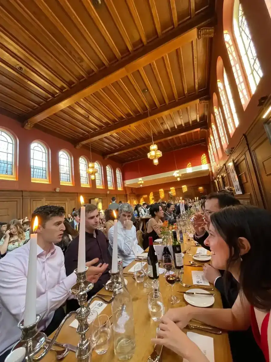 Candlelit dinner in hall