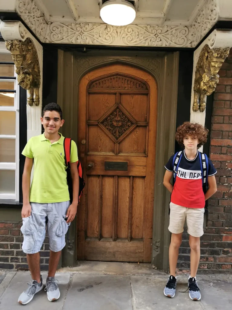 At a college door